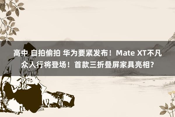 高中 自拍偷拍 华为要紧发布！Mate XT不凡众人行将登场！首款三折叠屏家具亮相？